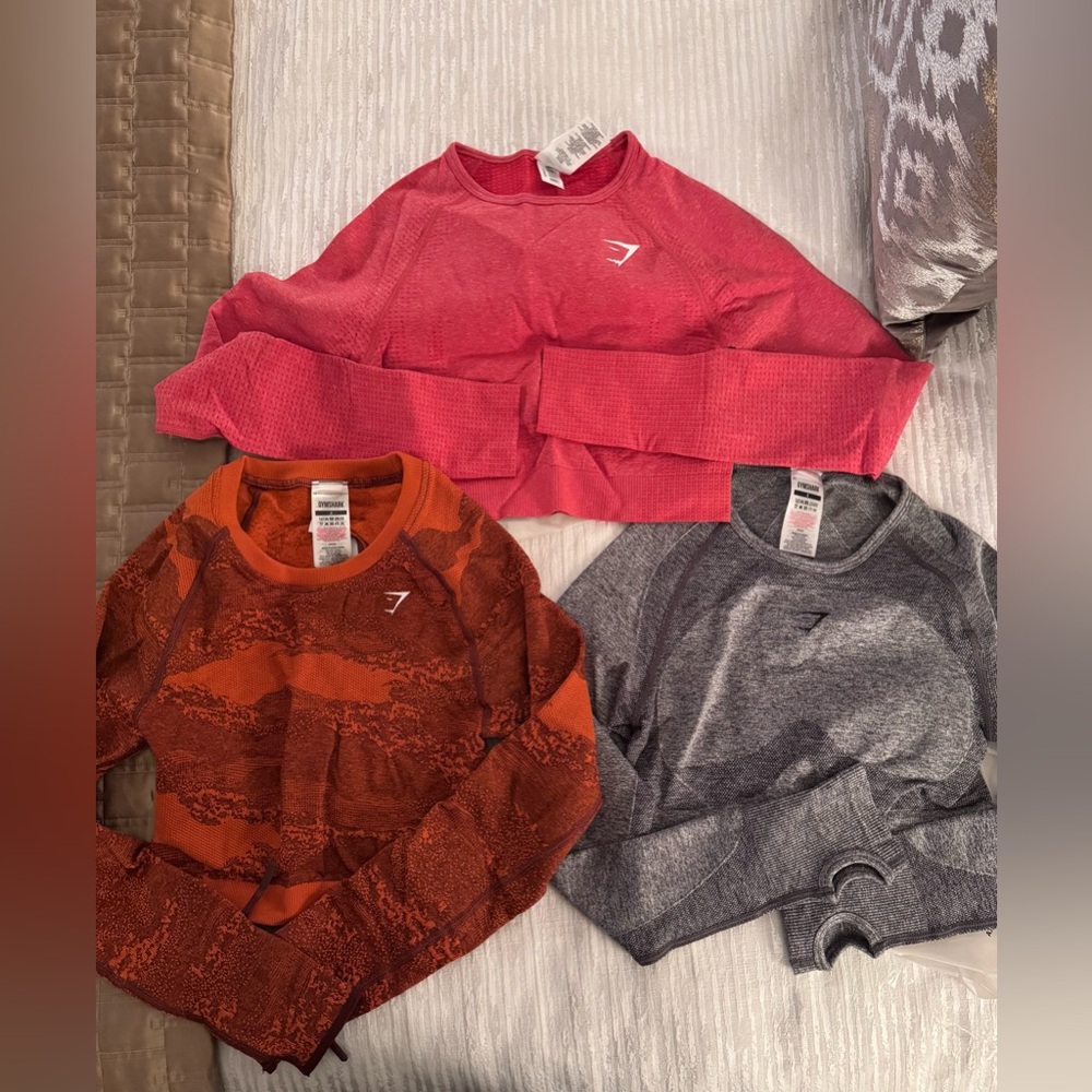 3 Gymshark Long Sleeve Crop Tops